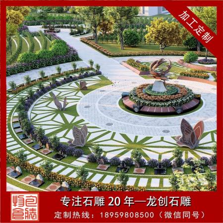 中式家族石雕墓地定制 一體化花崗巖石雕墓套全套構件 大型石雕墓雕刻