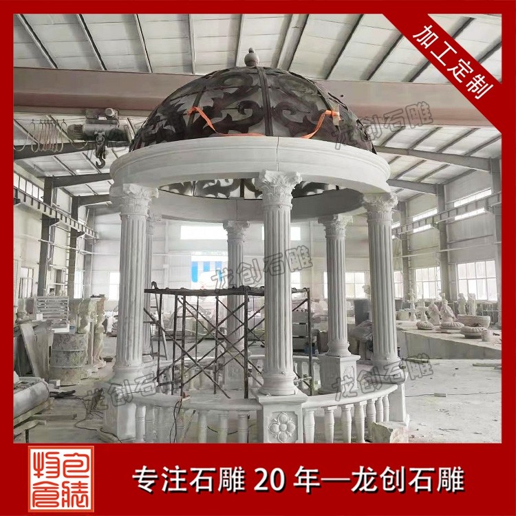 花崗巖石雕涼亭 單層雙層六角八角款式，適配庭院公園、鄉(xiāng)村廣場、古建景區(qū)場景定制安裝